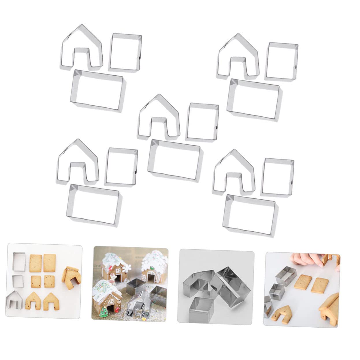 Toyvian Emporte-Pièces Maison d'Épices Noël Moules à Biscuits Mini Maison Acier Inoxydable Lot de 15 Sets de Pièces Découpe Pâte Pâtisserie pour Biscuits Fondant Fête Amateurs de Pâtisserie