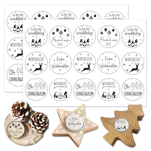 BOFUNX 2pcs Teelichter Kerzentattoos Weihnachten Kerzen Tattoofolie...