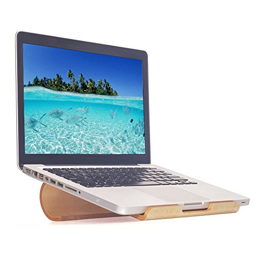 SAMDI Bambou Support de Moniteur, Support Universel en Noyer Noir pour Moniteur Ordinataire (Bouleau Blanc)