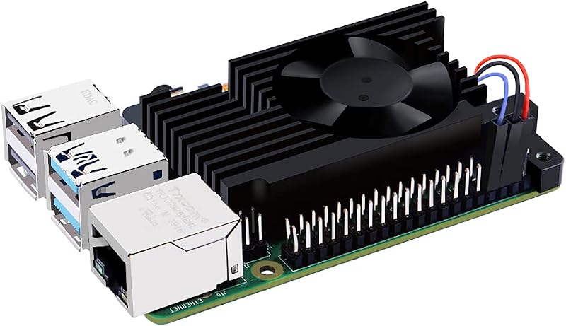 Aluminum Heatsink with PWM Controllable Fan for Raspberry Pi 4, Pi 4 Armor Lite Heatsink with PWM Speed Control Fan for Raspberry Pi 4 Model B
