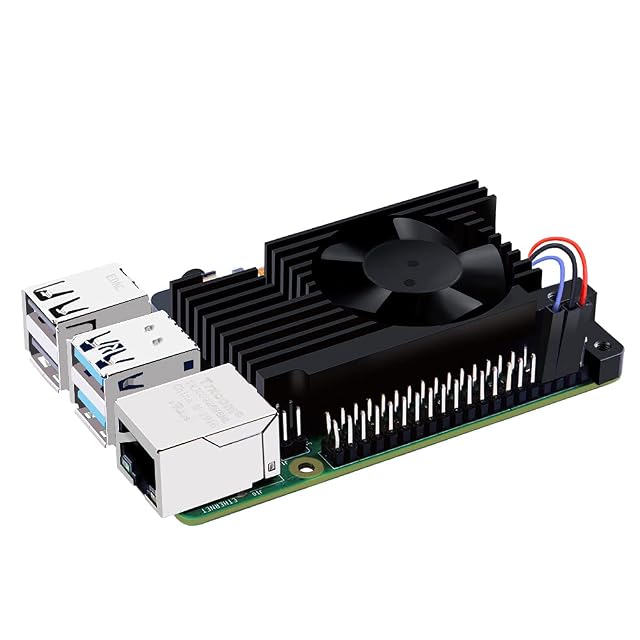 GeeekPi Raspberry Pi 4 Armor Lite radiator z wentylatorem PWM, Raspberry Pi aluminiowy radiator, zestaw chłodzący do Raspberry Pi 4, model B