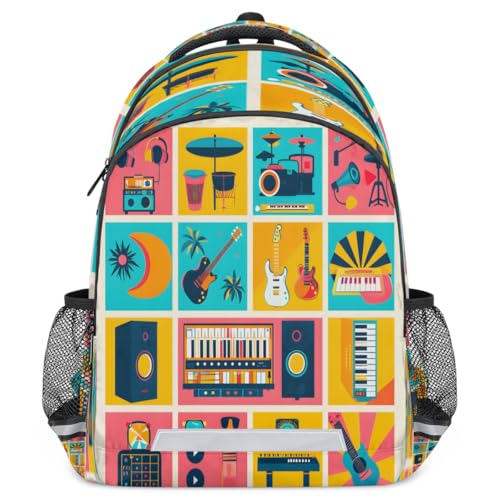 Cartoon Musical Musical Jigsaw Backpack with Chest Strap Reflective Lightweight Travel Hiking Backpack for Men Women Waterproof Daypack Back Pack for Commute Camping2