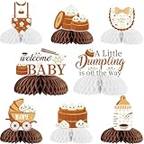 kreat4joy 8pcs Dumpling Baby Shower Decoration, Honeycomb Centerpiece for Little Dumpling Baby Shower Gender Reveal Party Decorations