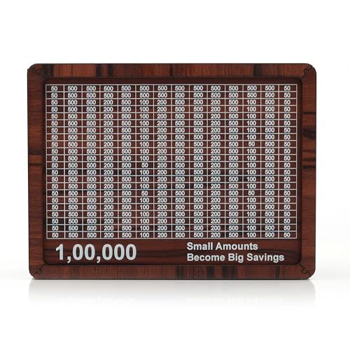 Image of Wooden Money Box with Savings Tracker | 1 Lakh Goal Piggy Bank for Kids & Adults | Cash Collection Bank with Savings Chart | 100000 Gullak for Financial Savings Habit
