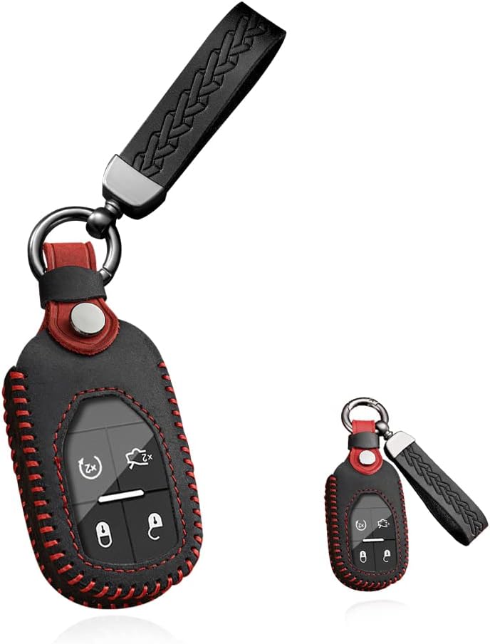 HIBEYO Key Fob Cover for for Maserati Ghibli Levante Quattroporte 2022 Car Key Case with Keychains Accessories Key Shells Replacement-Black