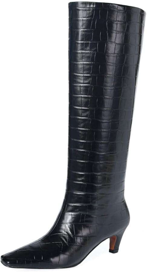 Amazon.com | Vertundy Women's Knee High Boots Low Heel Wide Calf