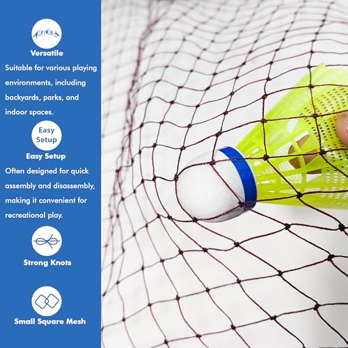 Image of Vixen Nylon Badminton Net | Standard Size Durable Sports Net with Strong Border & Ropes | Indoor & Outdoor Badminton Practice & Match Play