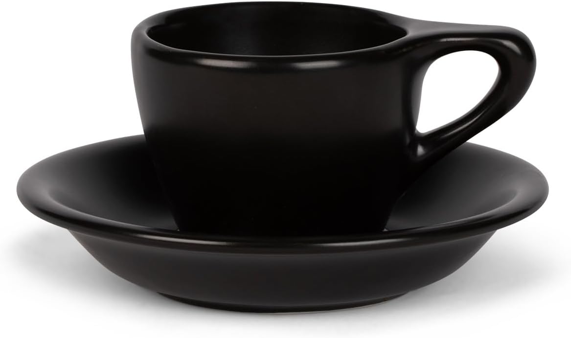 ANGELENO Coffee Espresso Cups Set of 4, 2.7oz Porcelain Ceramic Demitasse Cups, Black (4-Pack)
