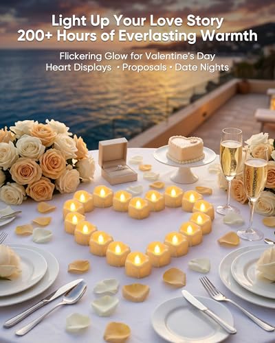 Image of Homemory 24Pcs Dripping Flameless LED Tea Lights, 1.58 inch x 1.2 inch Battery Operated Flickering Fake Candles, 200+ Hours Electric Votive Tealights for Wedding, Halloween, Christmas Centerpieces, Ivory Body