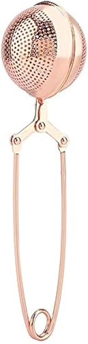 Colador de té a presión con asa, infusor de té de malla de acero inoxidable para filtro de té suelto y pinzas