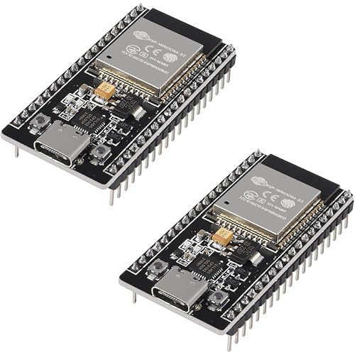 ESP32S ESP-WROOM-32 Development Board (2-Pack), 38-Pin WiFi and Bluetooth Module with USB Type-C and CP2102, Dual-Core ESP32 Microcontroller for IoT Projects, Compatible with Arduino IDE