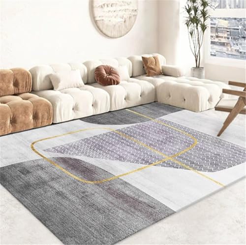 Tapis de salon gris 180x230cm à rayures modernes - 2