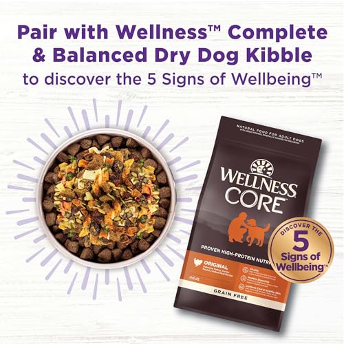 Image of Wellness Bowl Boosters Skin and Coat Health Dog Food Topper with Freeze Dried Pieces for Small, Medium, and Large Breeds, Grain Free, Natural, Chicken Recipe, 4 oz Bag
