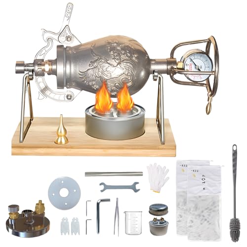 350ml Chinese Popcorn Cannon Machine, Chinese Popcorn Maker, Hot Air Popcorn Machine,Double Valve Stainless Steel High Pressure Popcorn Popper for Family Gathering Party Fun,with 2 Bags