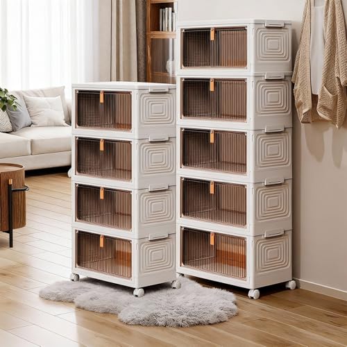 La Mejor Selección de Apilables , listamos los 10 mejores. 50 RONLADO 5niveles De Cajas De Almacenamiento Apilables con Tapa Y Puerta,39x28x98cm ,Armario De OrganizacióN Plegable,Sala Y Oficina