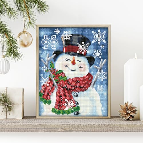 Image of DIAMOND DOTZ Joyful Jolly Snowman Diamond Painting Kits for Adults - Diamond Art Kits a Relaxing Creative Craft Kit with Dotz Gems 18x14