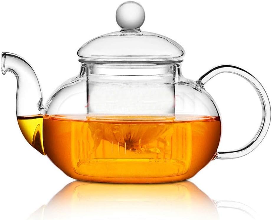 Glass Teapot 20oz with Infuser,Borosilicate Kettle Set Tea Pot for Loose Tea, Flowering Teas,Stovetop and Microwavable Safe(600ml)