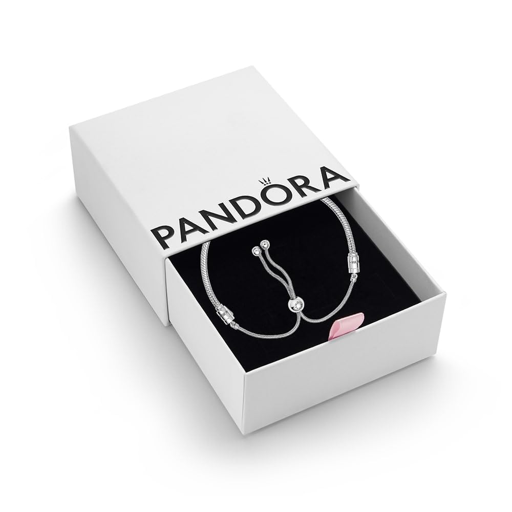 PANDORA Moments Women's Sterling Silver Snake Chain Slider Bracelet