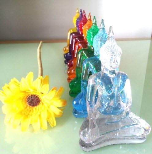 Buddha Statue - Lovely detail - Cast from handmade mould in clear resin. 12cm tall (Clear White)