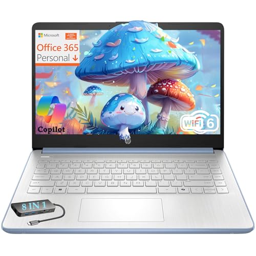 HP Essential Laptop Computer for Student Daily Study, Microsoft Office 365, Intel N150, 4GB RAM, 128GB Storage, Long Battery Life & Fast Charging, Windows 11 Home, Type-C Hub, Sky Blue