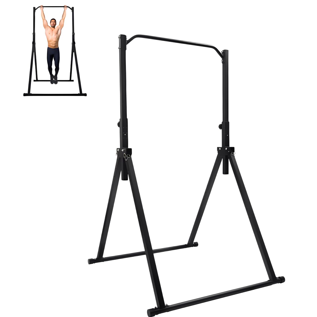 Torre de inmersión y barra de dominadas independiente, multifunción, para gimnasio en casa, equipo plegable, altura ajustable de 1,75 a 2,3 m, torre multifunción de hasta 200 kg