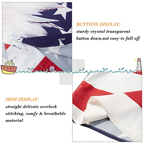 American Flag Dress Shirts For Teens Boy 4Th Of July 3D Printed Button Up Blouse Junior Vintage Owl Hawaii Shirt Kid Quick Dry Lightweight Patriot Beach Party Clothing School Casual Sports, Size 11-12 #TOP4