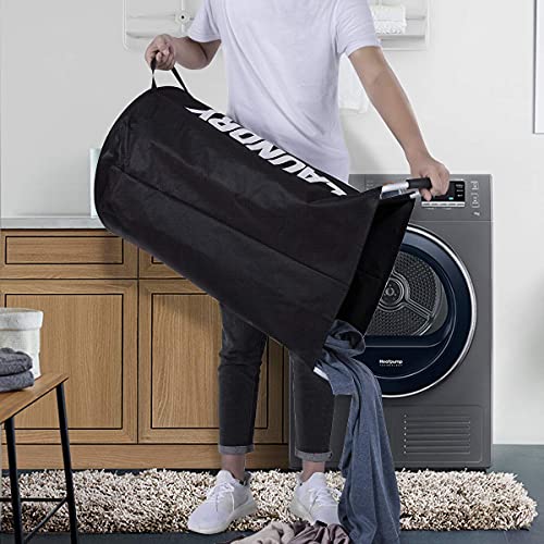 Zero Jet Lag 115L X-Large Laundry Basket Collapsible Fabric Laundry Hamper Tall Dorm Laundry Bag With Handles (Black And Dark Gray） #TOP4