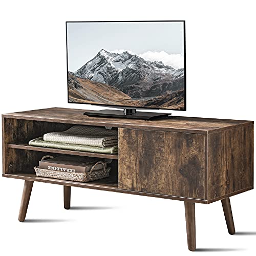 Cozy Castle TV Stand for 50 Inch TV, Mid Century Modern TV Console for Living Room, Retro Entertainment Center for Flat Screen TV, Gaming Console with Shelves, TV Stand for TVs up to 50 