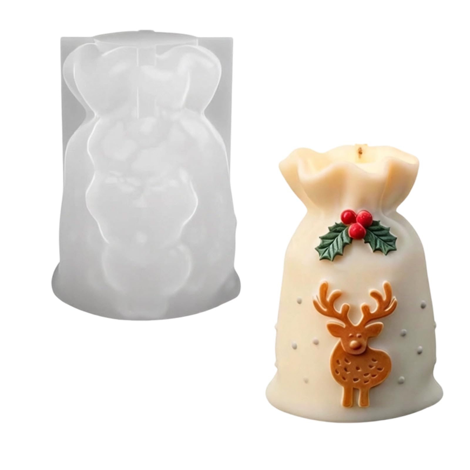 SHINLHUA Silicone Christmas Wax Mold, Present Bag Shape for Art, Holiday Display Pieces, Winter Makers Cavity Holiday Decor Project Silicone Pouring Tool