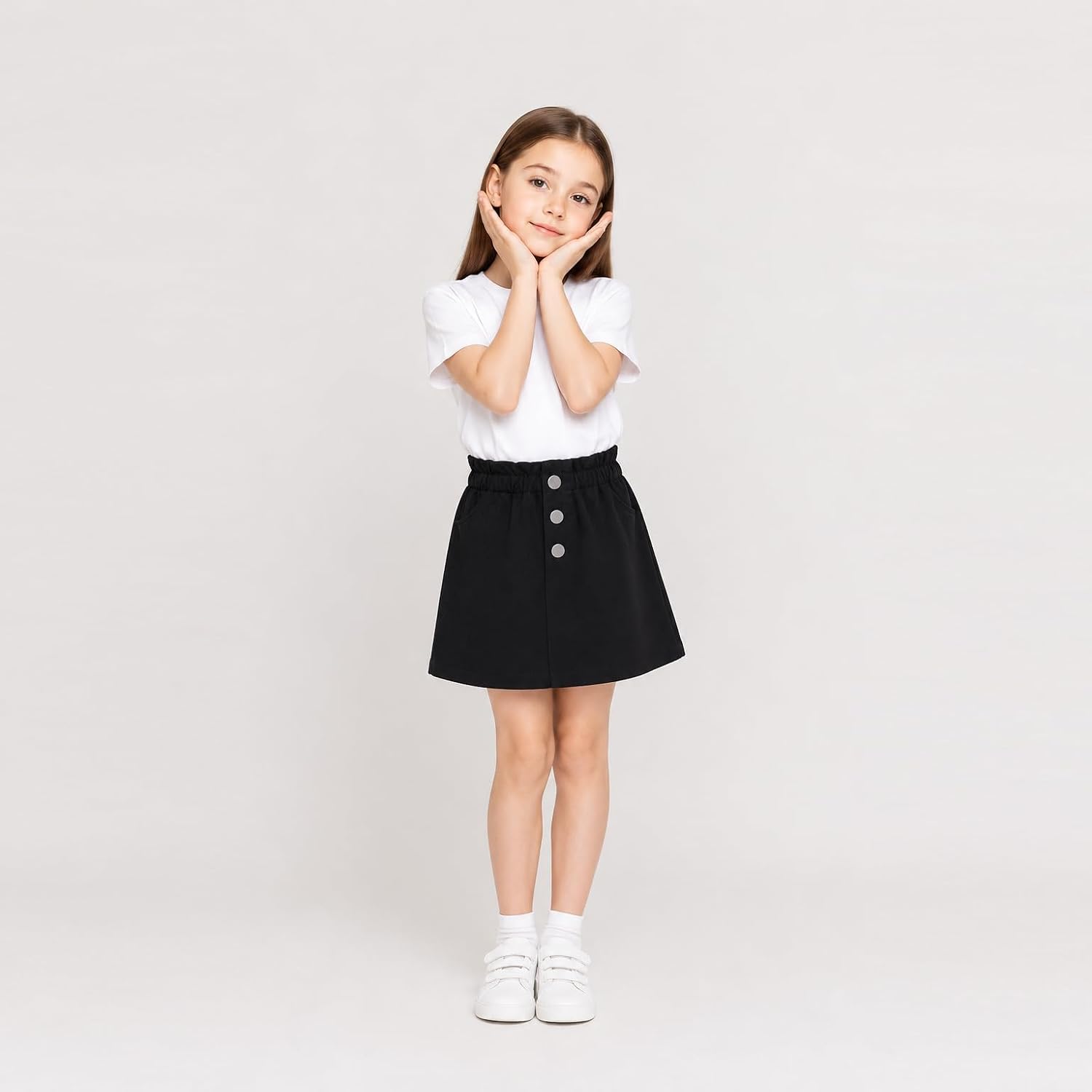 Mud Kingdom Girls Denim Skirt Ruffle Elastic Waist A-Lined Built-in Skorts