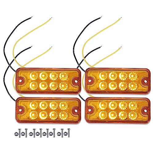 A ABSOPRO Front Rear Side Marker Light 8 LED 3.94 for Truck Amber (Set of 4)
