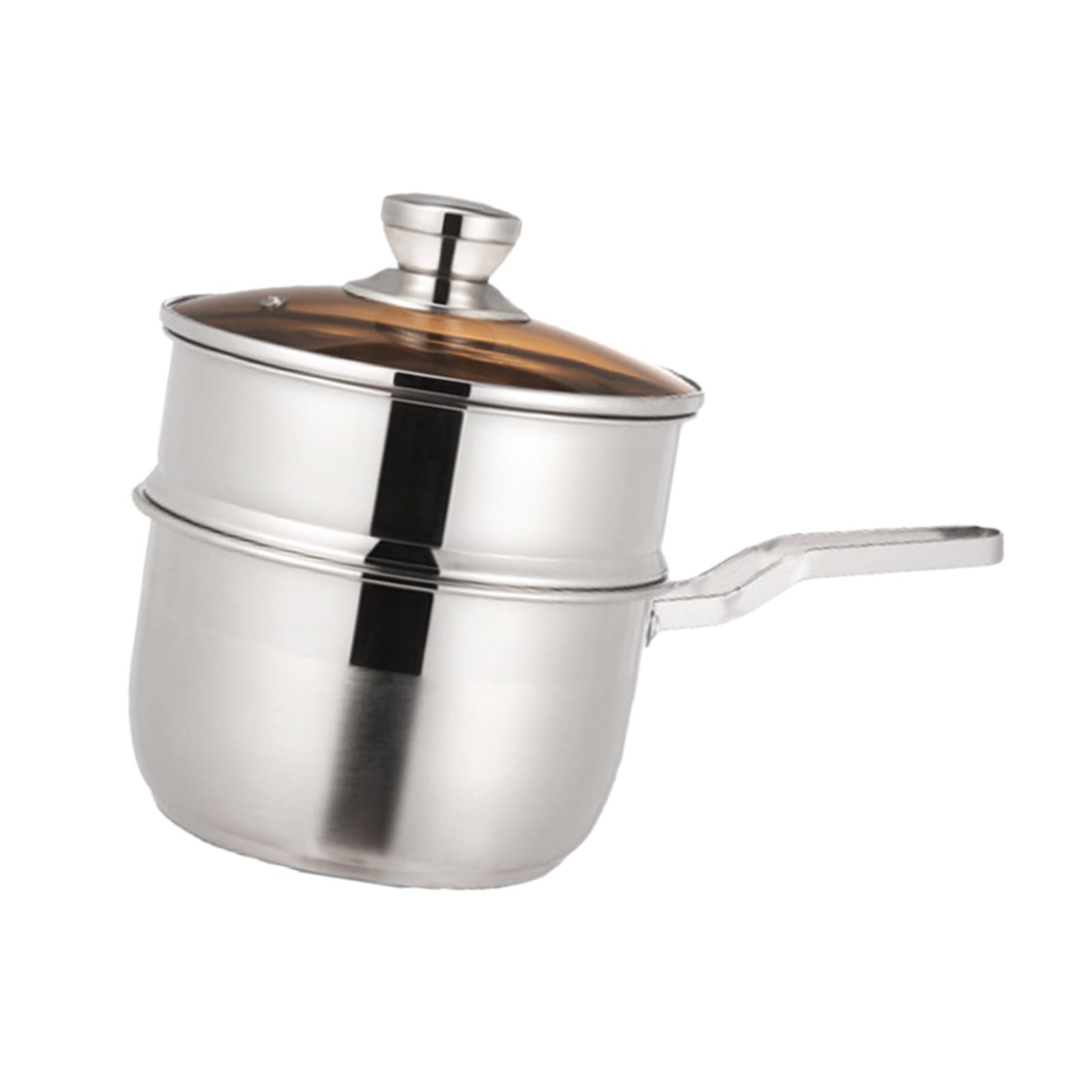 Tsophreniq Stainless Steel Steamer Pots 2 Tiers Cookware with Glass Lid for Vegetable Stews Kitchen Gadget Stackable Steamer Pots with Glass Lid