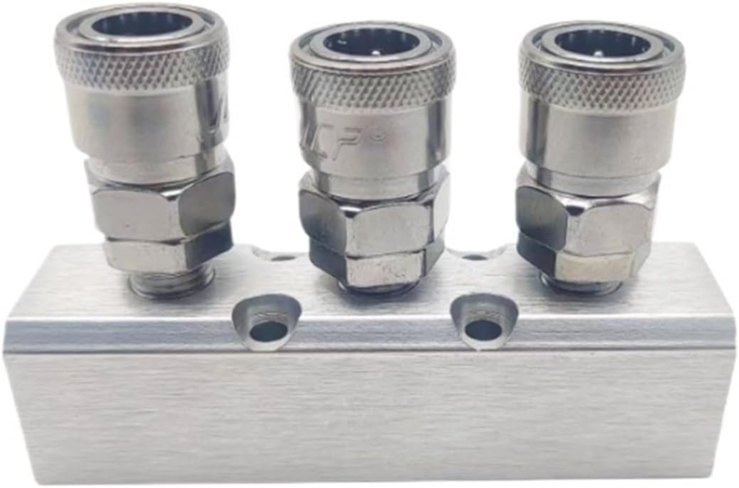 2pcs Large Flow Pump Tool Coupler Manifold Multi Splitter Air Gas Compressor Pneumatic Fitting Distributor for 1/4 Quick Connector(SML-4 EU SM20)