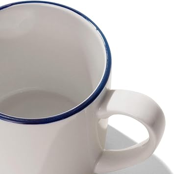 Made In Cookware | Set of 4 | Coffee Mug Set | 12 oz | White With Navy Rim | Porcelain | Crafted in England | Dishwasher and Microwave Safe