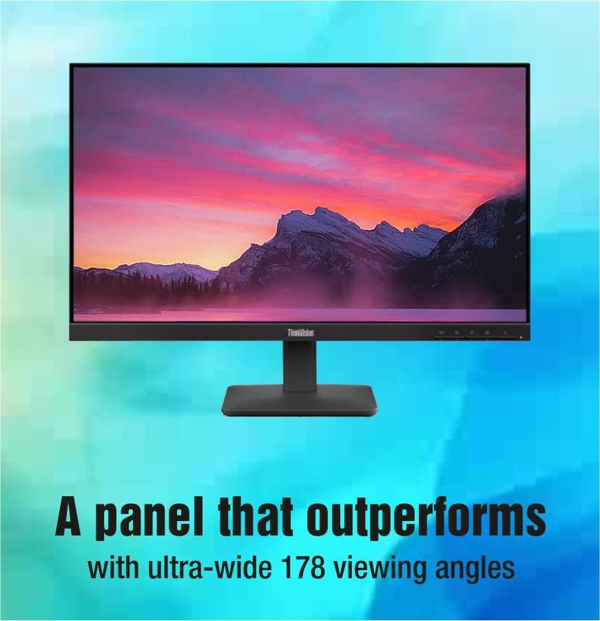 Image of Lenovo ThinkVision S24-4e | 23.8 inch (54.61 cm) FHD IPS 100Hz Ultraslim Monitor | 4ms, 99% sRGB, 16.7Mn Colors, 1x HDMI 1.4, 1x VGA,TUV Eye Comfort, Low Blue Light| Tilt | Black
