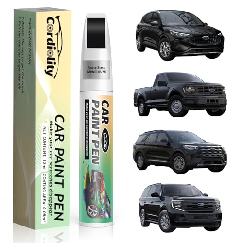 Image of Car Touch Up Paint Agate Black Metallic(UM) for Ford, Color Accurate Car Scratch Repair Remover Pen Fix Auto Paint Chips and Nicks