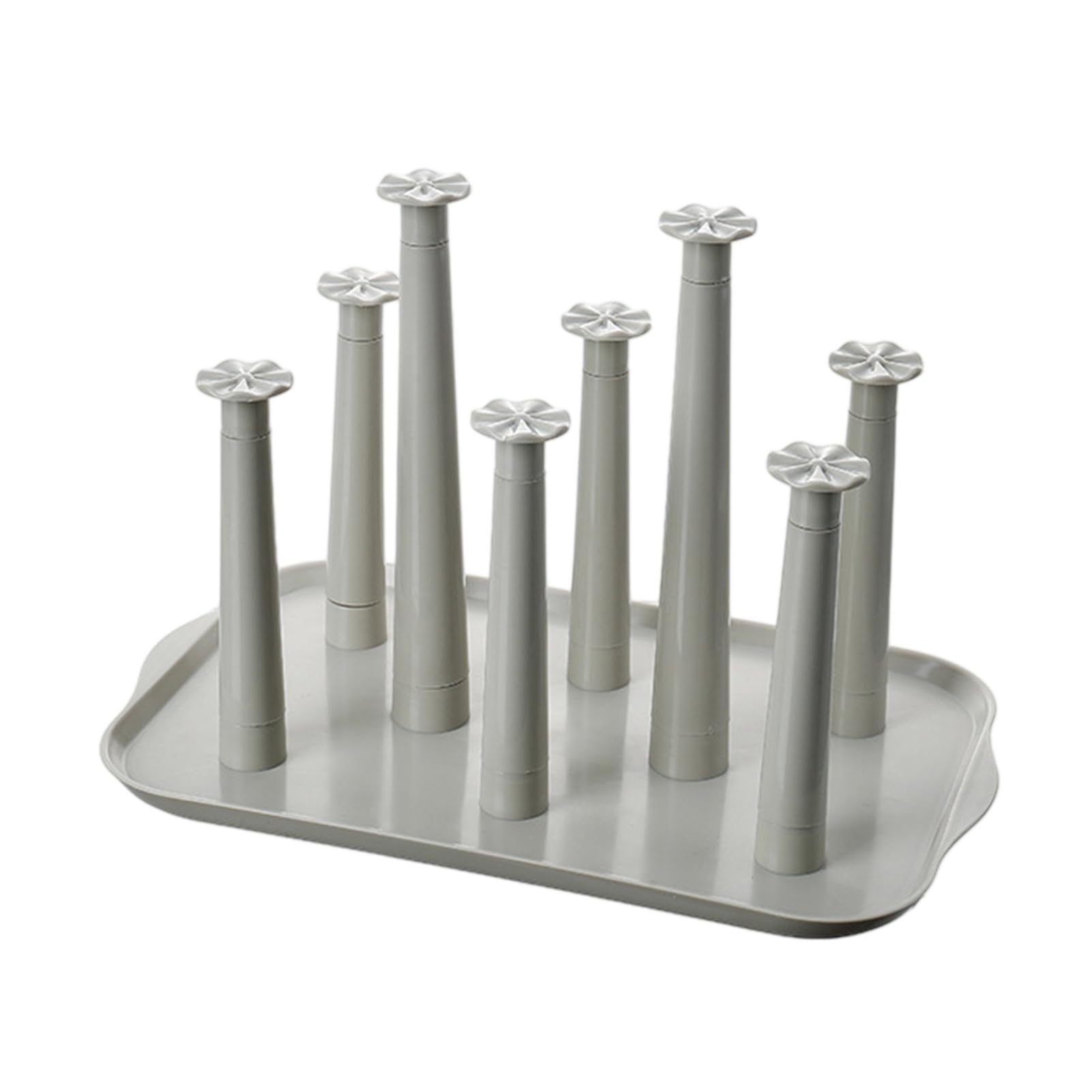 Glifora 6-Slot Plastic Cup Drying Rack with Drip Tray - Space-Saving Countertop Organiser for Mugs and Glasses, Kitchen Storage Rack