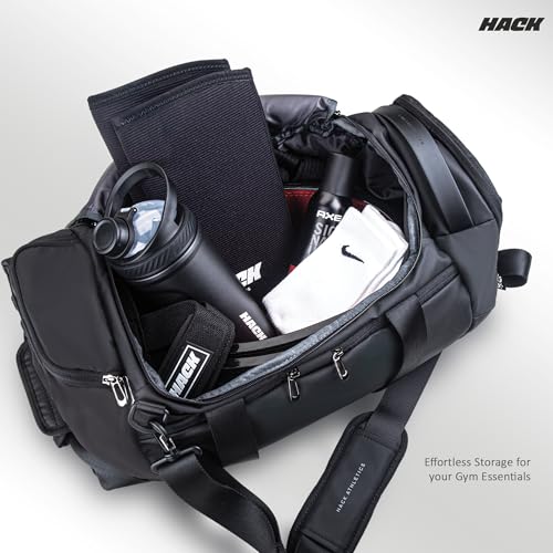 Image of Hack Athletics 30L Duffle Gym Bag for Men & Women - Water-Resistant Sports, Travel & Fitness Bag with Wet Pocket, Multiple Compartments, Durable Polyester, and Adjustable Shoulder Strap