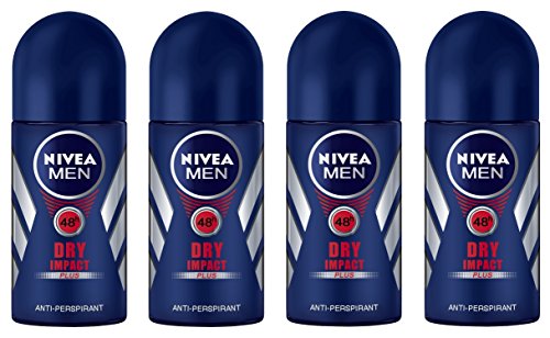 (Pack of 4) Nivea Dry Impact Plus Anti-perspirant Deodorant Roll On for Men 4x50ml - (4�p�b�N) �j�x�A�h���C�e���v���X�����܃f�I�h�����g���[���I���j���p4x50ml
