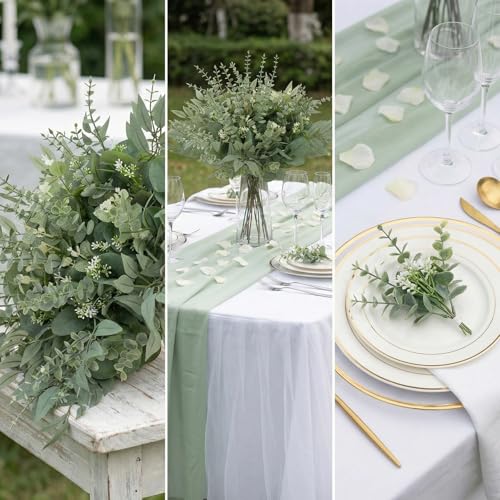 lovemoon 130 Pcs Artificial Mixed EucalyptusStems Bulk, 5 Kinds of Faux GreeneryEucalyptus Leaves Bulk for Vase Wedding DIY Bouquets Floral Arrangement Home Decor (130, Green) - Image 6