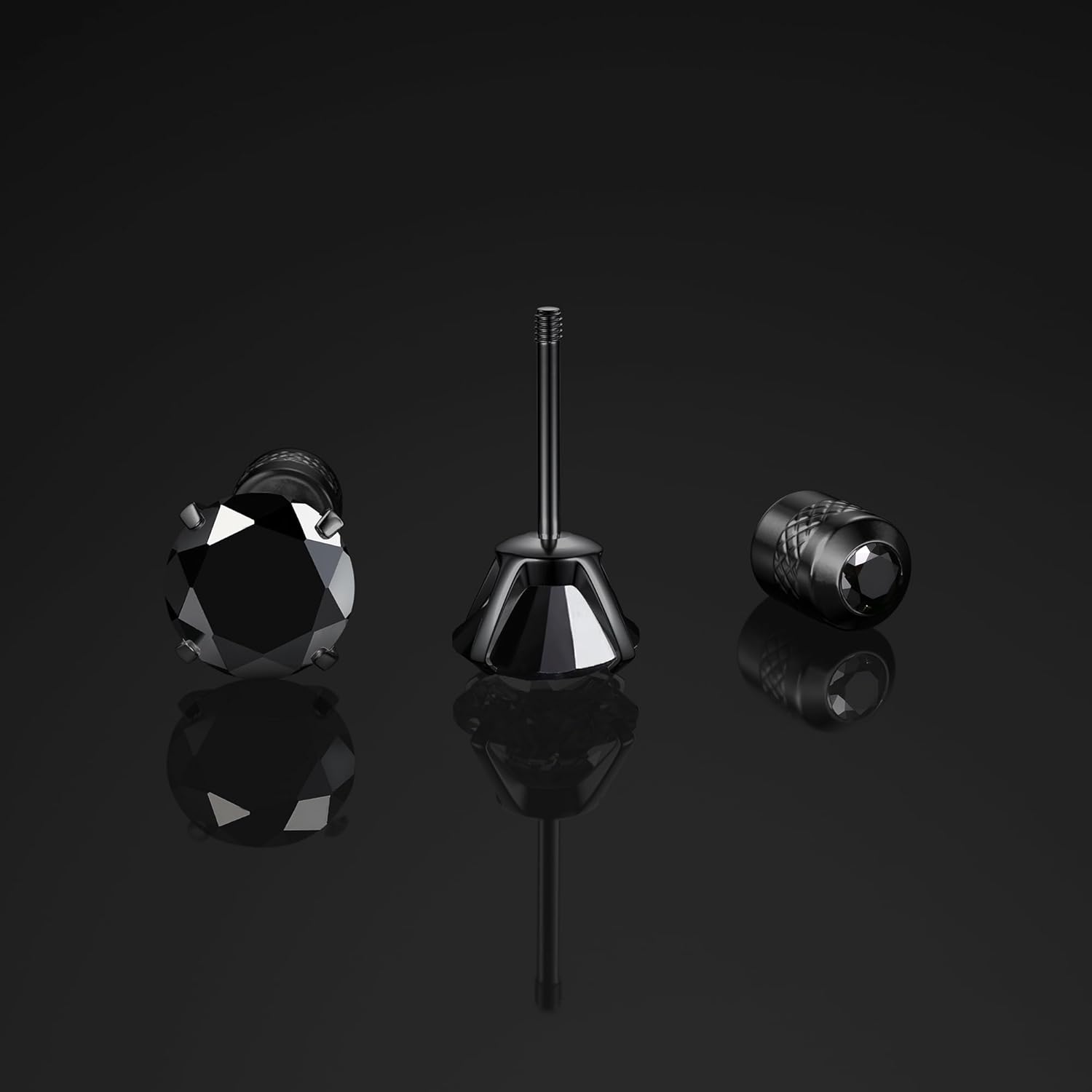 Subiceto Hypoallergenic G23 Implant Grade Titanium Screw Back Earrings 20G Pure Titanium Post for Sensitive Ears 5A Cubic Zirconia Titanium Earring Studs for Women Men Double Side Earrings Piercing Sleeper Studs Jewelry - Image 9