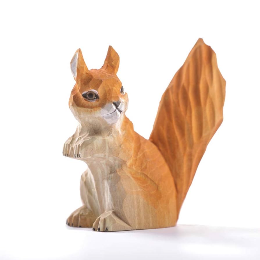 木製 リスの置物 手作り 木彫り Amazon.co.jp: BZM-ZM 無垢材の木製手作りクラフトリスホーム