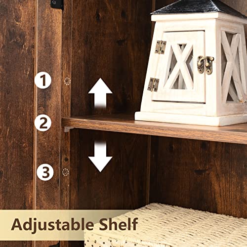 Iwell Storage Cabinet With 2 Adjustable Drawers & 2 Shelf, Bathroom Floor Cabinet With Door, Cupboard For Living Room, Home Office, Kitchen, Rustic Brown #TOP4