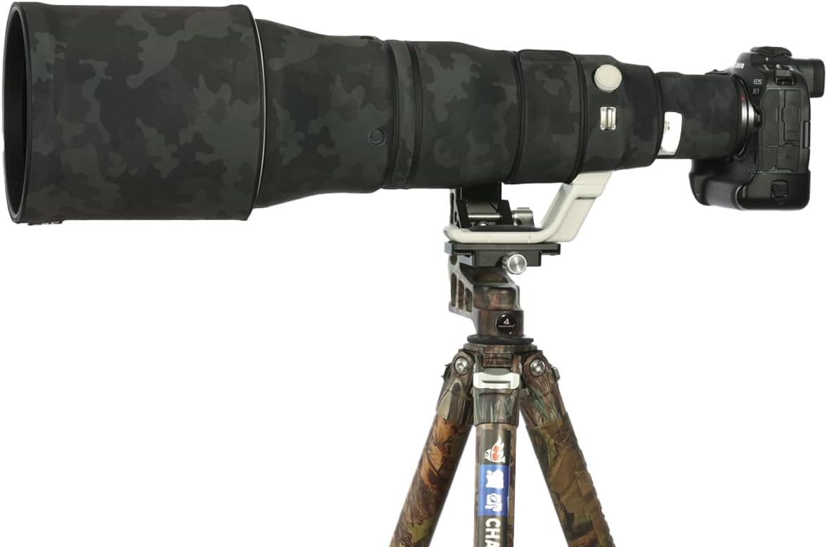 CHASING BIRDS Lens Camouflage Waterproof Coat for Canon RF 600mm F4 L is USM Rainproof Lens Protective Cover Version IV (Shadow Black, with Extender RF 1.4X)