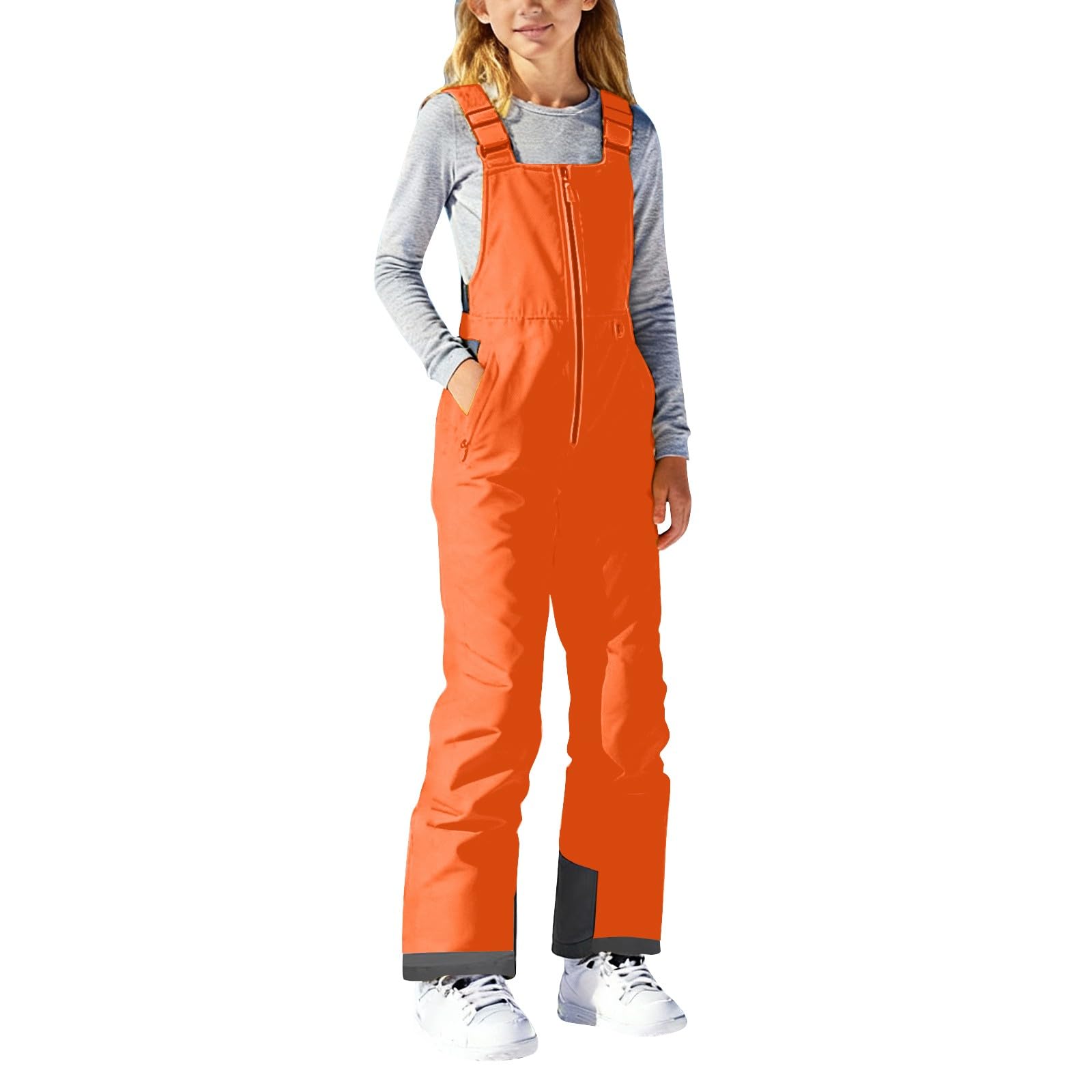 Pantalones de esquí para niños y niñas - Pantalones térmicos cálidos con forro con cremallera - Pantalones de invierno para exteriores y pantalones de snowboard con tirantes ajustables para