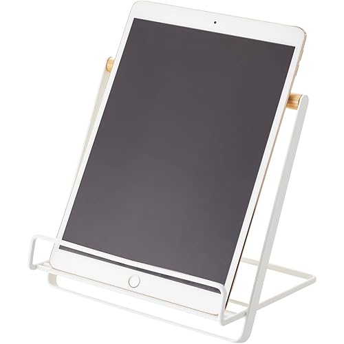 Yamazaki Home Tosca Cookbook Stand - Kitchen Cooking Recipe Holder for Counter - Steel + Wood