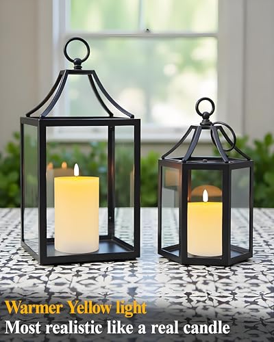 Image of Gmnee 3 inchx4 inch Flickering Flameless Candles with Remote Timer, Real Wax, White | 2 Pack 3 inch Diameter Extra-Large Pillar Candles, LED Candles, Battery Operated Candles for Table and Fireplace Decor (H 4 inch)