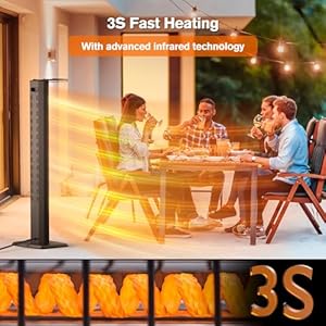 Outdoor patio heater 42in infrared heater with remote 9 heat levels 9h timers safety lock tip over overheat protection ip65 waterproof electric heater for indoor outdoor garage usedark black  urban country home decor
