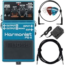 Boss PS-6 Harmonist Bundle with Gearlux Power Supply, Instrument Cable, Patch Cable, and Picks