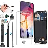 RongZy mit OLED Samsung Galaxy A50 2019 SM-A505 A505G/DS A505FDS Ersatz Bildschirm LCD Display und Touchscreen-Digitizer mit Fingerabdrucksensor (Schwarz mit Rahmen,Nicht für A50s)